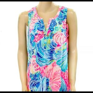 Lilly Pulitzer Essie Floral printed tank mini dress smocked cotton